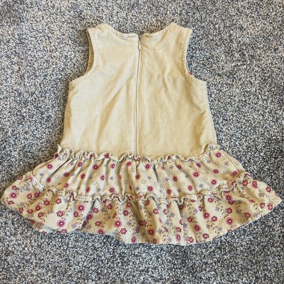Oshkosh Girl’s 18 Months Sleeveless Corduroy Dress Ruffle Floral Hem - Picture 7 of 7